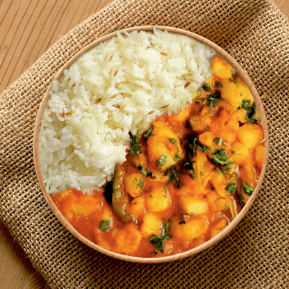 Aloo Tamatar Sabji and Jeera Rice