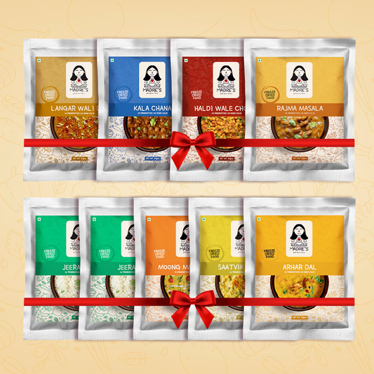 Lovable Hamper 7 (Rajma Masala,Haldiwaley Choley,Kala Chana Masala,Langarwali Dal,Arhar Dal,Saatvik Khichdi,Moong Masoor Dal & Jeera Rice)